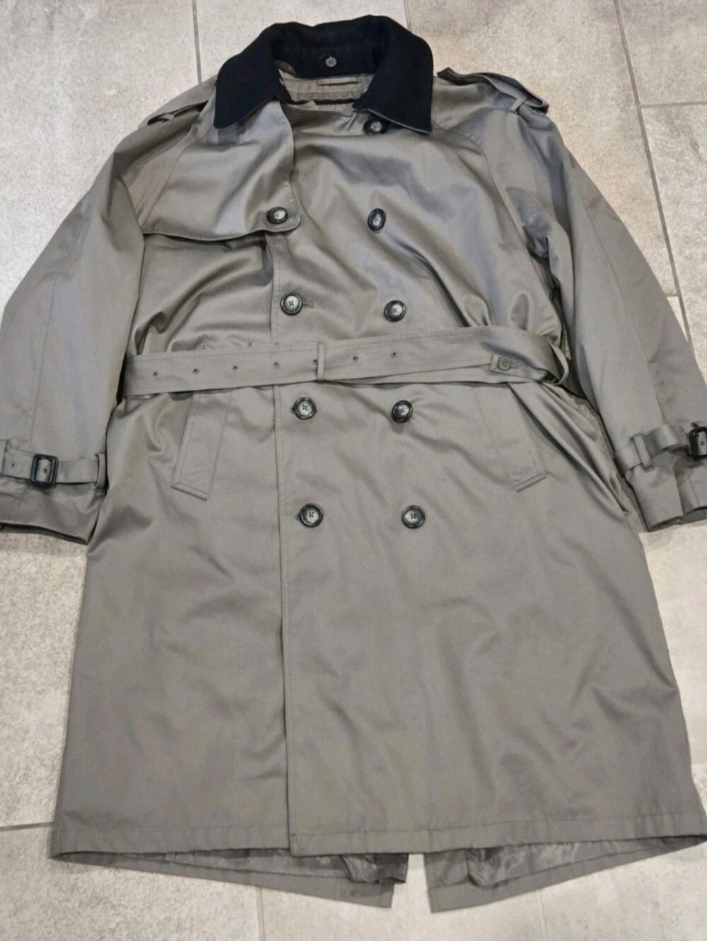 Lauren Ralph Lauren Mens 40R Double Breasted Belted Trench Coat Gray